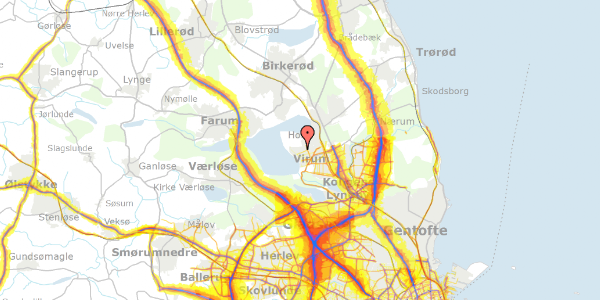 Trafikstøjkort på Bakkevej 33A, 2830 Virum