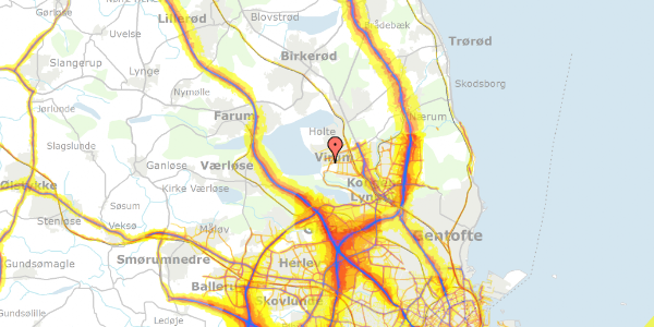 Trafikstøjkort på Bispekrogen 11, 2830 Virum