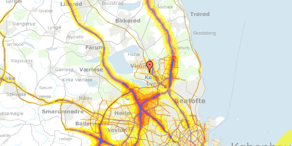 Trafikstøjkort på Blåregnvænget 33, 2830 Virum