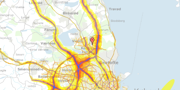 Trafikstøjkort på Borgevej 16, st. , 2800 Kongens Lyngby