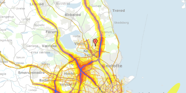 Trafikstøjkort på Borgevej 38, 2800 Kongens Lyngby