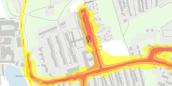 Trafikstøjkort på Bredebovej 23, st. mf, 2800 Kongens Lyngby