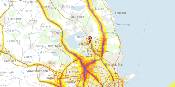 Trafikstøjkort på Byagervej 7, 2830 Virum