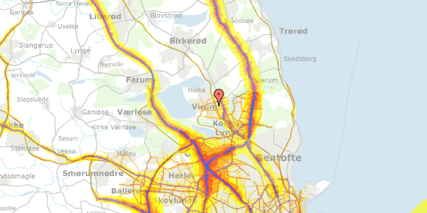 Trafikstøjkort på Byagervej 20, 2830 Virum