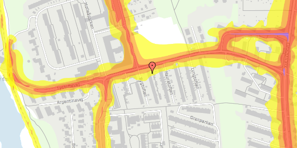 Trafikstøjkort på Bygtoften 3, 2800 Kongens Lyngby