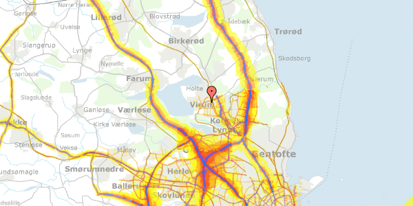 Trafikstøjkort på Degnebakken 8, 2830 Virum