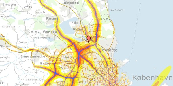 Trafikstøjkort på Enighedsvej 6, 2800 Kongens Lyngby