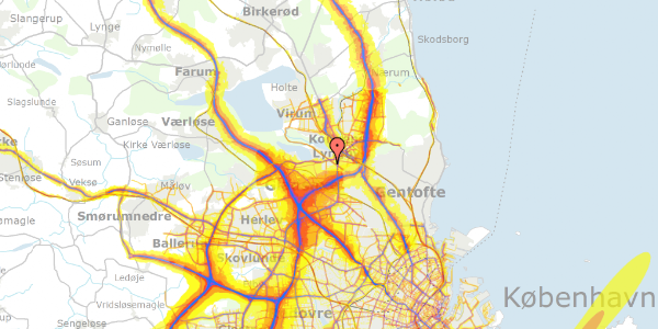 Trafikstøjkort på Enighedsvej 9, 2800 Kongens Lyngby