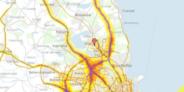 Trafikstøjkort på Frugthegnet 74, 2830 Virum