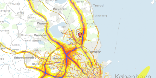 Trafikstøjkort på Gammel Lundtoftevej 38A, 2800 Kongens Lyngby