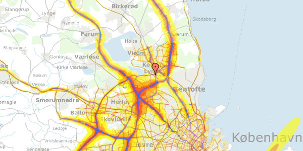 Trafikstøjkort på Holmelins Tværvej 8D, 1. tv, 2800 Kongens Lyngby