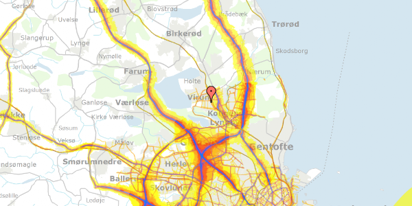 Trafikstøjkort på Hybenvej 71, 2830 Virum