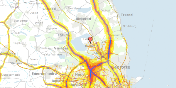 Trafikstøjkort på Højdevej 20B, 2830 Virum