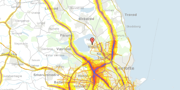 Trafikstøjkort på Højdevej 40, 2830 Virum