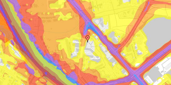 Trafikstøjkort på Jernbanevej 1B, 1. th, 2800 Kongens Lyngby