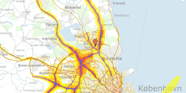 Trafikstøjkort på Jernbanevej 5D, 1. tv, 2800 Kongens Lyngby