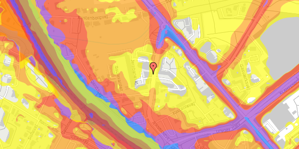 Trafikstøjkort på Jernbanevej 8B, kl. g1, 2800 Kongens Lyngby