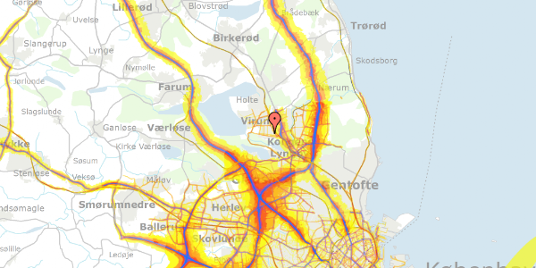 Trafikstøjkort på Kaplevej 12, 2830 Virum