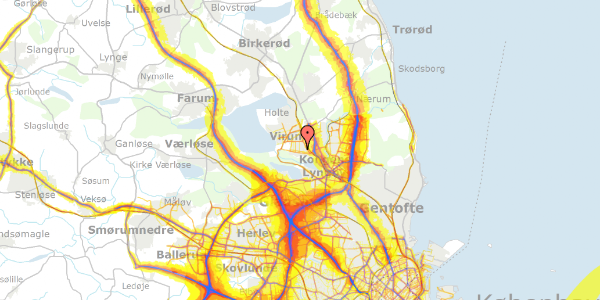 Trafikstøjkort på Kaplevej 22, 2830 Virum