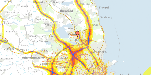 Trafikstøjkort på Kaplevej 36, 2830 Virum