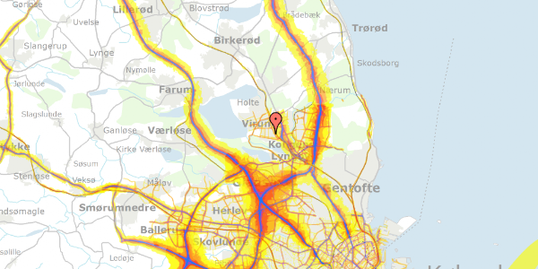 Trafikstøjkort på Kaplevej 44, 2830 Virum