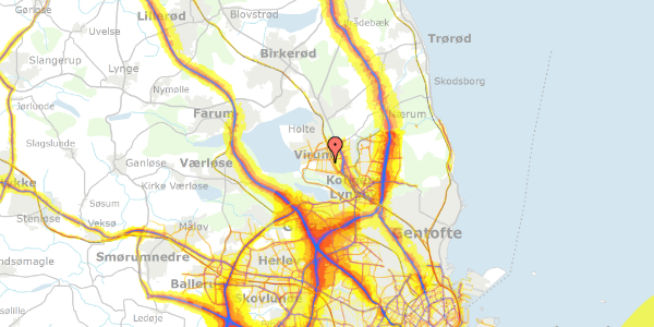 Trafikstøjkort på Kaplevej 56, 2830 Virum