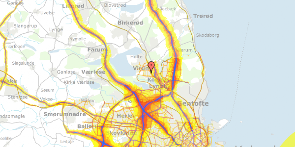 Trafikstøjkort på Kaplevej 57, 2830 Virum