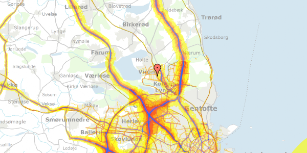 Trafikstøjkort på Kaplevej 77, 2830 Virum