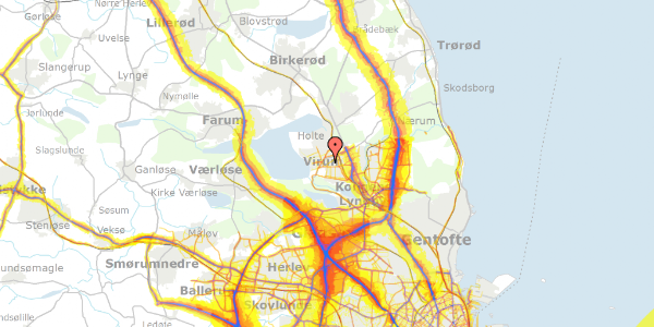 Trafikstøjkort på Kollelevbakken 11, 2830 Virum