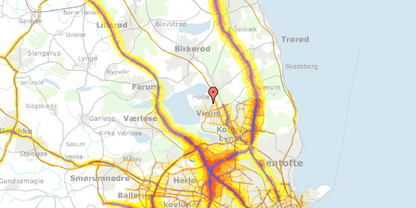 Trafikstøjkort på Kollemosevej 28, 2830 Virum