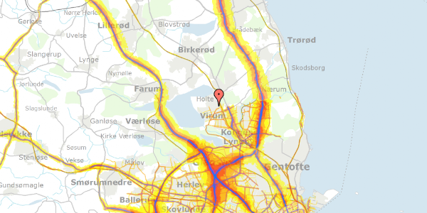 Trafikstøjkort på Kollemosevej 33C, 2840 Holte