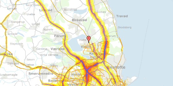 Trafikstøjkort på Kollemosevej 33D, 2840 Holte