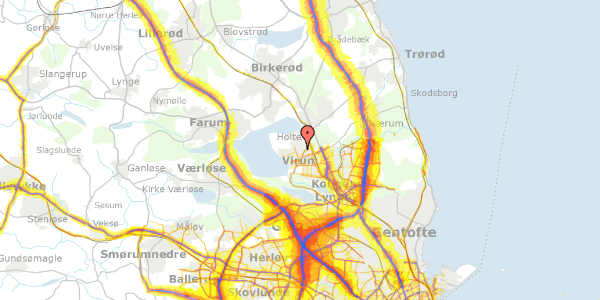 Trafikstøjkort på Kollemosevej 39A, 1. , 2830 Virum