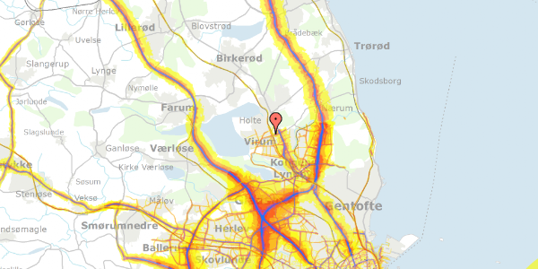 Trafikstøjkort på Krogvej 50, 2830 Virum