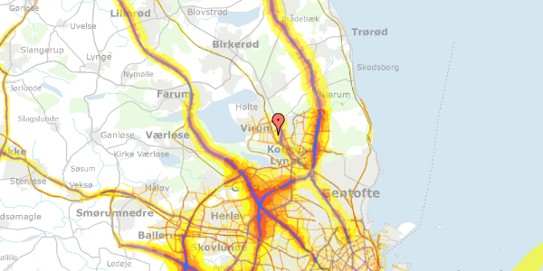 Trafikstøjkort på Kronebakken 13, 2830 Virum