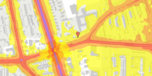 Trafikstøjkort på Fuglsanggårds Allé 8, 1. th, 2830 Virum