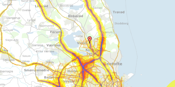 Trafikstøjkort på Fuglsanggårds Allé 11, 2830 Virum