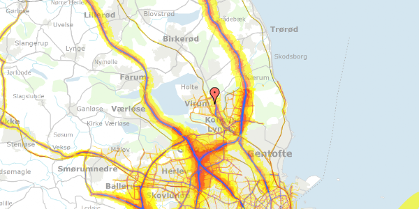 Trafikstøjkort på Fuglsanggårds Allé 13, 2830 Virum