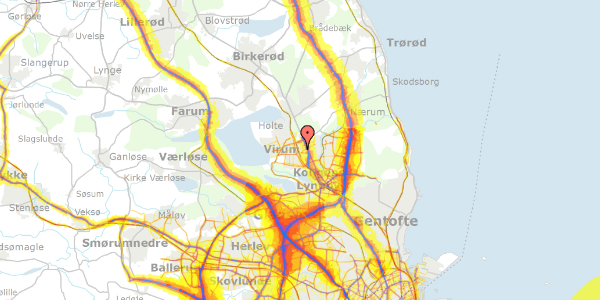 Trafikstøjkort på Fuglsanggårds Allé 20, 2830 Virum