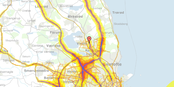 Trafikstøjkort på Fuglsanggårds Allé 23, 2830 Virum