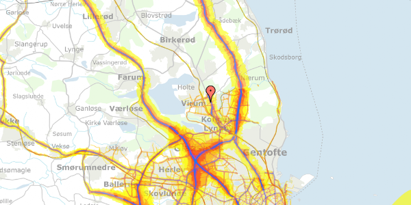 Trafikstøjkort på Fuglsanggårds Allé 36, 2830 Virum