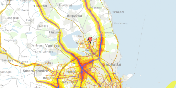 Trafikstøjkort på Lerbækvej 18, 2830 Virum