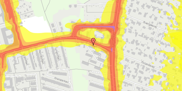 Trafikstøjkort på Lystoftevej 5B, 1. th, 2800 Kongens Lyngby