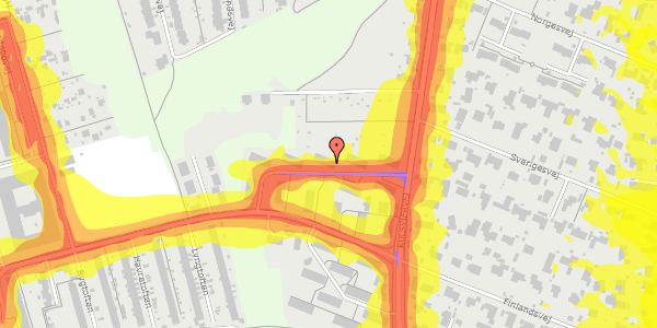 Trafikstøjkort på Lystoftevej 10A, st. th, 2800 Kongens Lyngby