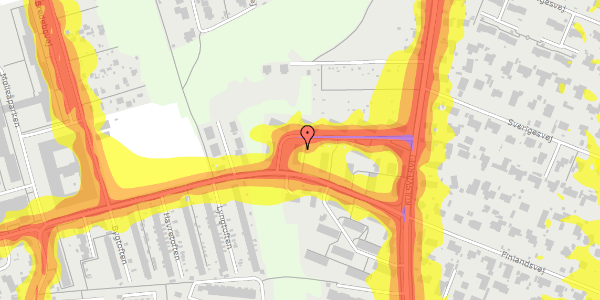 Trafikstøjkort på Lystoftevej 16B, st. th, 2800 Kongens Lyngby