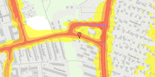 Trafikstøjkort på Lystoftevej 17, 2800 Kongens Lyngby