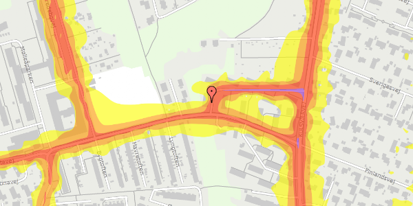 Trafikstøjkort på Lystoftevej 20A, 1. th, 2800 Kongens Lyngby