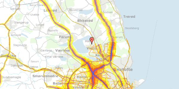 Trafikstøjkort på Malmmosevej 77B, 2830 Virum