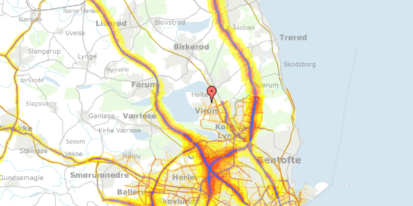 Trafikstøjkort på Mosebakken 1, 2830 Virum