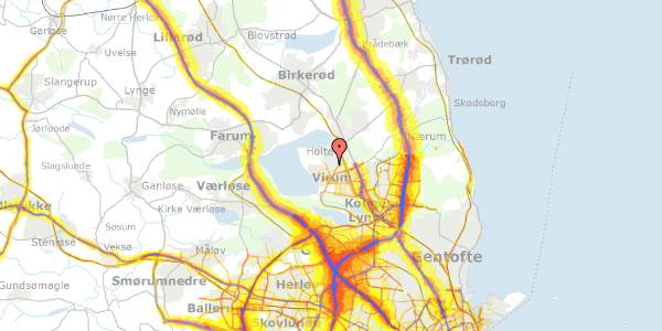 Trafikstøjkort på Mosebakken 3, 2830 Virum